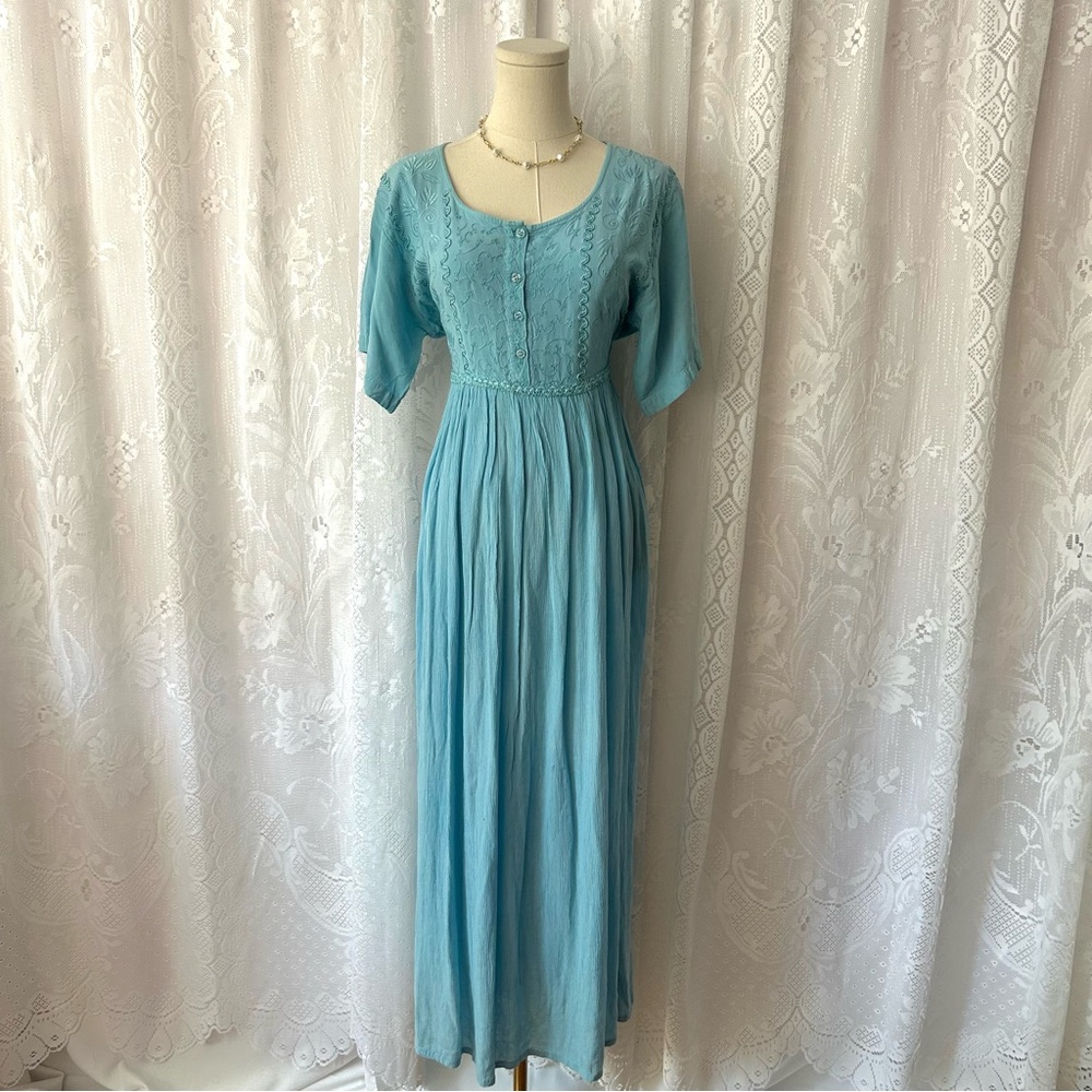Vintage 1990's Baby Blue Maxi Dress!
